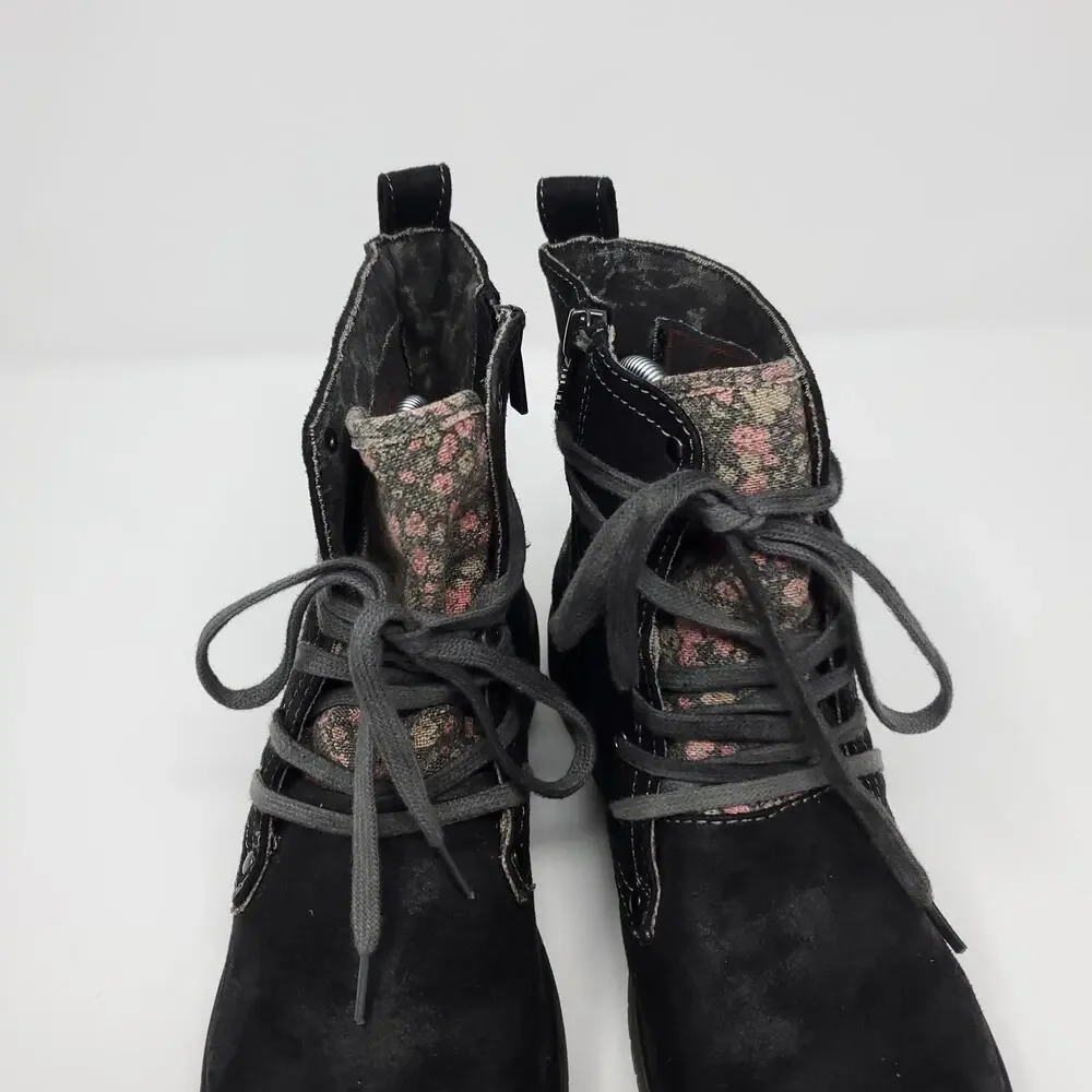 Roxy RG Bowman - Lace-up Faux Leather Boots in Black Size 3